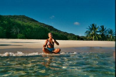 Cathy sur la plage de Los Testigos